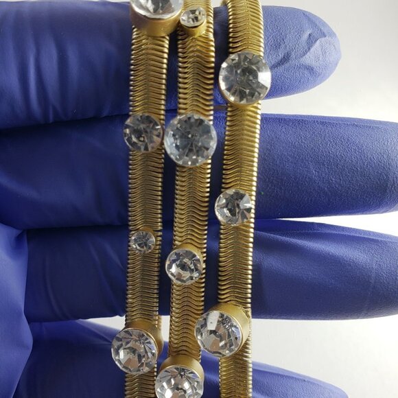 Gold Tone Multi  Strand Bracelet with Crystals, and Magnetic Lock - Picture 1 of 6